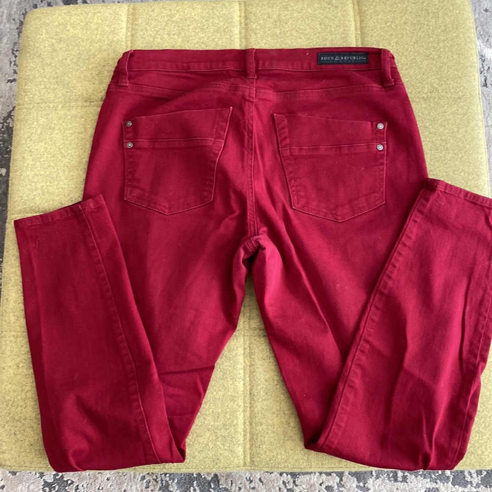 Rock & Republic Kashmiere Red Skinny Jeans Size 14 Stretchy Great Condition - Picture 3 of 4